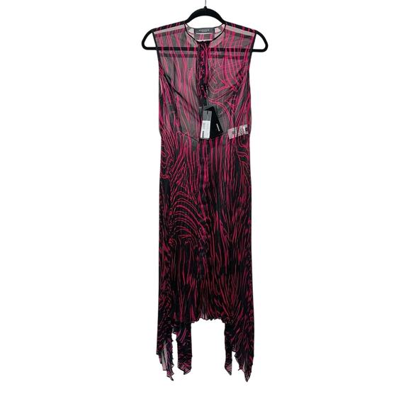 NWT Versace Runway Dress IT 40 US 4 Zebra Sheer Plissé Red Black $5,025 - Picture 6 of 14